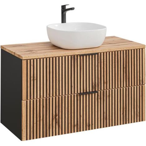 Ensemble meuble vasque à poser - 100 cm - Sylve Black Wotan - Livraison gratuite