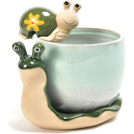 Vaso svuota tasche in ceramica con lumaca decorativa