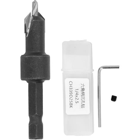 Anfasbohrer mit spitzem Kopf, breiter Nut, Hartmetall, verstellbarem Sechskantschaft, schwarzer Senkbohrer