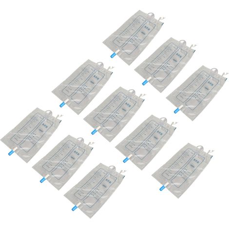Lot de 10 poches de recueil d'urine avec valve, unisexes, pour systèmes d'urinoirs, compatibles hommes et femmes. (1/5)