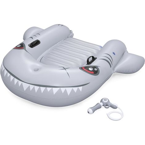 TrAdE Shop Traesio - Gonfiabile Squalo Tavola Da Nuoto 160x115cm Per Bambini Con Pistola Ad Acqua Maniglie 42073 - (1/5)