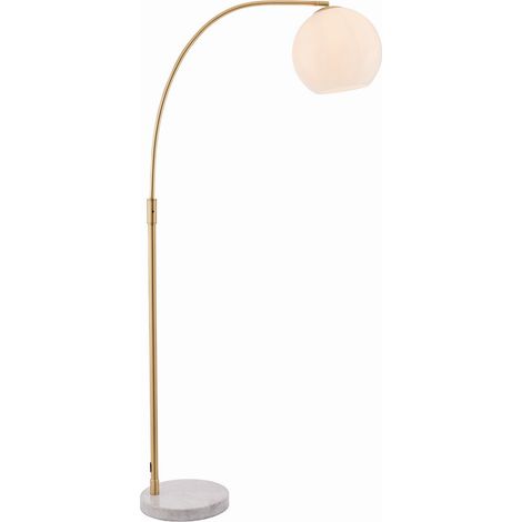 Endon Lighting Otto - Lampadaire Assiette Effet Or Brossé Satiné & Verre Opale Brillant 1 Lumière IP20 - E27 (1/5)