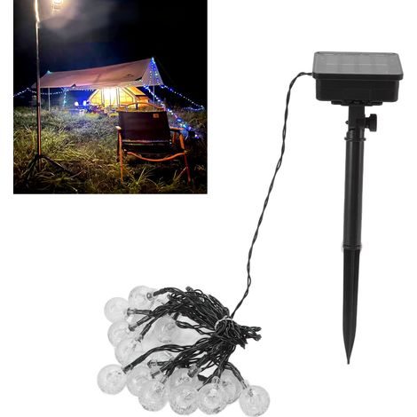 Guirlande lumineuse solaire 20 LED IP65 étanche, 2 modes d'éclairage, guirlande décorative d'extérieur pour camping et fêtes, 5 m (16,4 pi) lumière blanche (1/5)