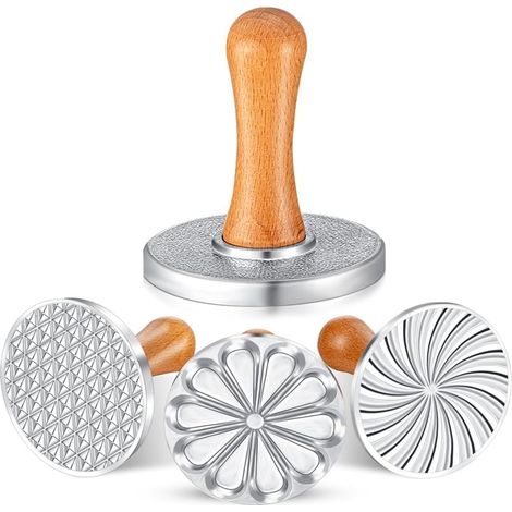 3 Pcs Tampons à Moule de Presse à en Métal avec Poignée en Bois pour Bricolage Cuisson Gâteau Emporte-Pièces Presse à pour la Cuisson (1/5)