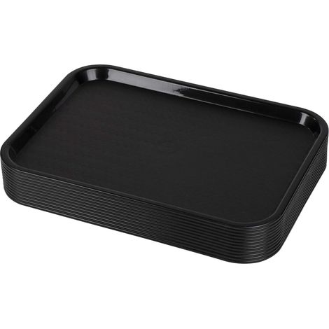 Lot de 12 Plateaux en plastique, Rectangulaires, Noir, 35x45cm, Cafétéria (1/5)