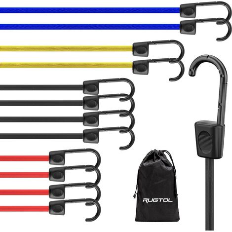 Spanngummis mit J-Haken 12er Set, 20-80cm, farbcodiert, inkl. Beutel (1/5)