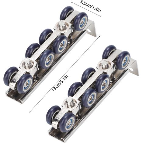 Rouleau de porte coulissante à 8 roues - Système de roulement robuste en zinc et acier laminé pour portes coulissantes domestiques (13 x 3.5 x 2.2 cm) (1/5)