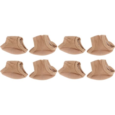 4 paires de chaussettes hydratantes sans orteils pour soin des pieds, gel anti-gerçures, couleur chair, traitement cutané. (1/5)