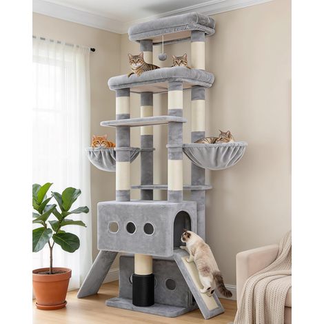 Arbre à Chat XXL 181cm Multi-étages, Grande Niche, MPJ085W (1/5)
