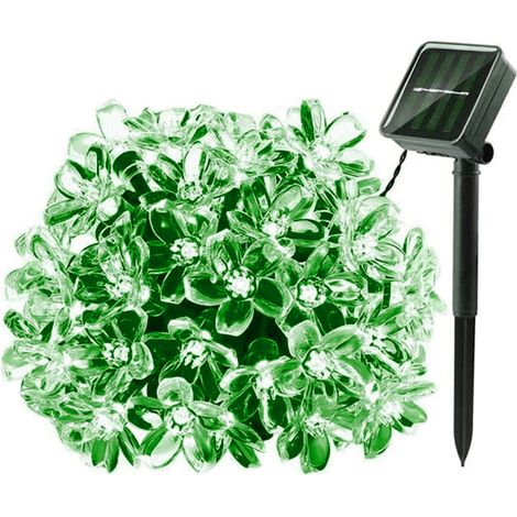 1 Guirlande lumineuse, 50 LED, motif fleurs, étanche, mode clignotement, panneau solaire, pour jardin extérieur (1/5)