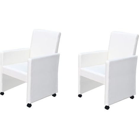 Lot de 2 Chaises à manger,Chaise de cuisine blanc similicuir CFW98693 (1/5)