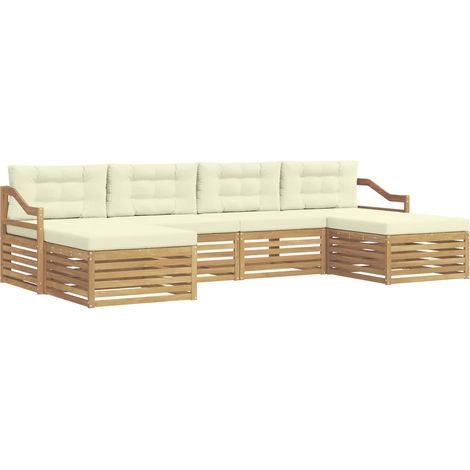 Conjunto de sofás de exterior 6 uds. Blanco y Crema vidaXL (1/5)