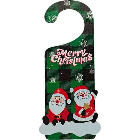 Andere Weihnachtsdekorationen, Weihnachtsdekoration zum Aufhängen – Weihnachtsdekoration aus Holz: Festliches Partyzubehör – Türhänger in Form eines Weihnachtsmanns und eines Schneemanns – 2er-Pack