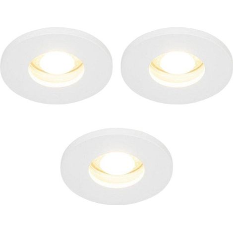 QAZQA Shed Spot encastrable - set de 3 - 8,5x8,5cm - IP54 - rond - blanc mat (1/5)