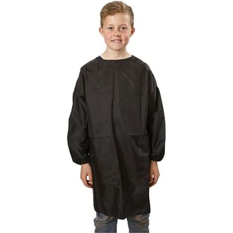 Tablier de Peinture - Enfant - Noir - 7/12 Ans - 81 cm - Manches Longues en Nylon