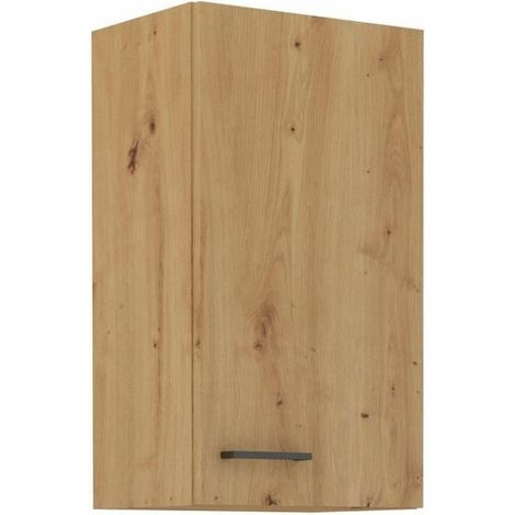 MODENA - Mueble alto - 1 puerta - 40 x 31 x 72 cm - Roble artesanal / Negro mate (1/2)