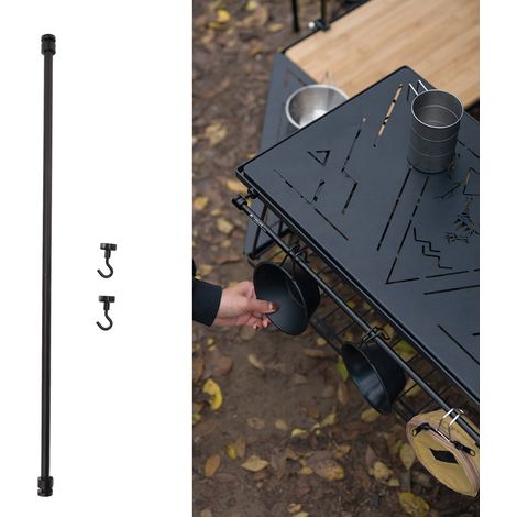 Barre transversale multifonctionnelle de camping en alliage d'aluminium avec fixation latérale, crochet magnétique et accessoires en acier inoxydable (1/5)
