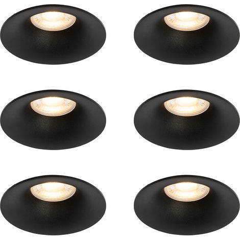 Set of 6 Black Recessed Spotlights GU10 50mm - Gijs (1/4)