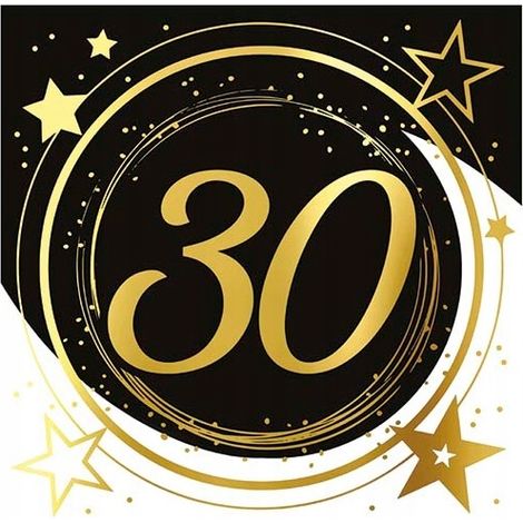 Tovaglioli di carta per il 30° compleanno, edizione "Trenta", oro e nero, 33x33 cm, 12 pezzi. (1/5)