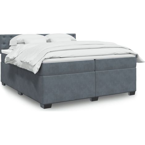 Cama box spring con colchón terciopelo gris oscuro 200x200 cm vidaXL (1/5)