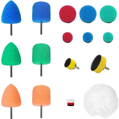 Lot de 16 mini tampons de polissage, éponges de polissage pour outils rotatifs, kit de lustrage et de nettoyage des jantes (1/5)