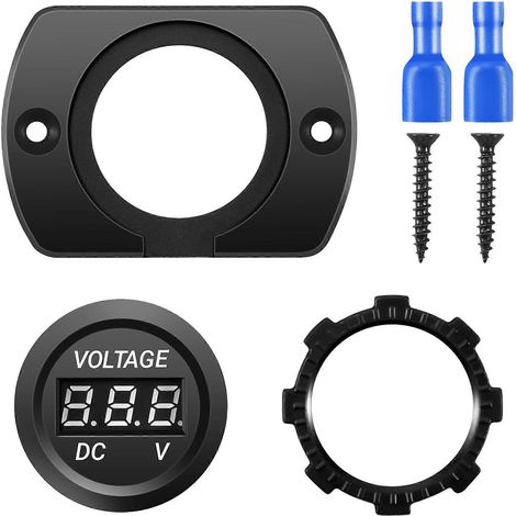Voltmètre numérique LED étanche 12-24 V pour voiture et moto, noir (1/5)
