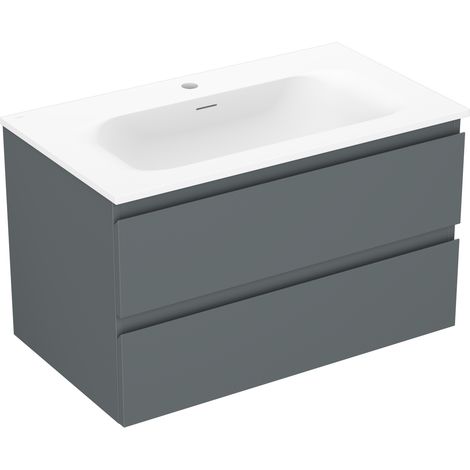Mexen Orio Badezimmerschrank 80 cm mit Waschbecken Vela, 2 Schubladen, Graphit matt/weiß matt - 91A10-08047-2-BFF66-W23M01 (1/5)