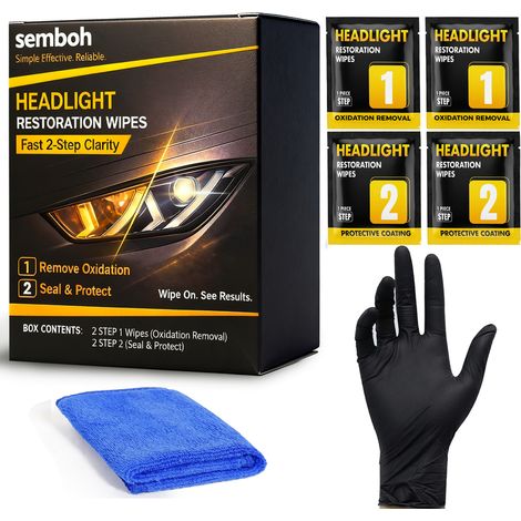 Kit de restauration de phare de voiture en céramique, élimine le jaunissement et la nuageuse, rétablit la clarté, aucun outil électrique nécessaire,Vernis protecteur inclus, Compatible tous phares pla (1/5)