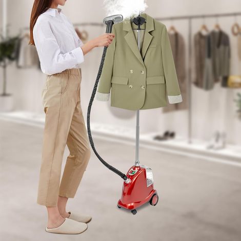 Vaporisateur vertical, 2200 W, vaporisateur professionnel et fer à vapeur, 3 fonctions vapeur, éliminateur de plis avec réservoir d'eau de 3 L et 4 roues motrices pour tous les types de