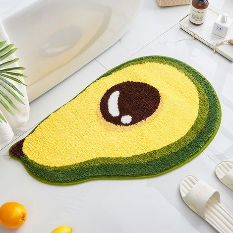 Tapis de sol antidérapant floqué à motif avocat pour salle de bain (1/2)