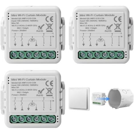 Tuya Lot de 3 interrupteurs intelligents pour volet roulant WiFi 2,4 GHz, commande Alexa, application, minuterie, moteur (1/5)