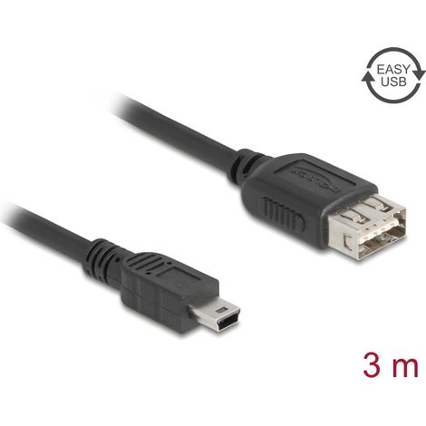 Delock Cable USB 2.0 USB Tipo Mini-B macho a EASY USB Tipo-A hembra 3 m