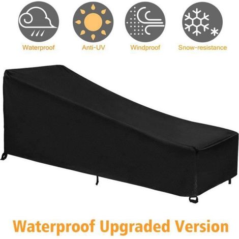 Housse Bain de Soleil Protection de Bain de Soleil Housse de transat imperméable pour Patio extérieur (200 x 68 x 40 / 70cm) 420D (1/4)