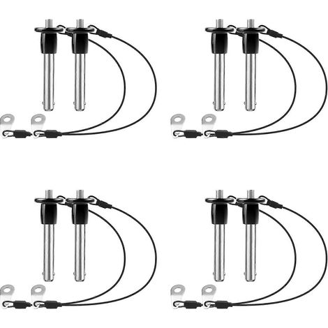 Lot de 8 goupilles de verrouillage à bille à dégagement rapide en acier inoxydable 304 avec bouton-poussoir et poignée ronde. Longueur utile : 30 mm. (1/5)