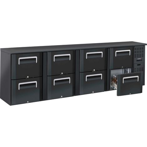 Arrière bar réfrigéré 531 litres - 4 x 2 tiroirs - L 2 540 x P 515 x H 860 mm - 385 W / 230 V - Casselin (1/2)