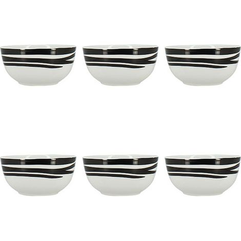Lot de 6 bols 60cl en porcelaine, ZEBRE