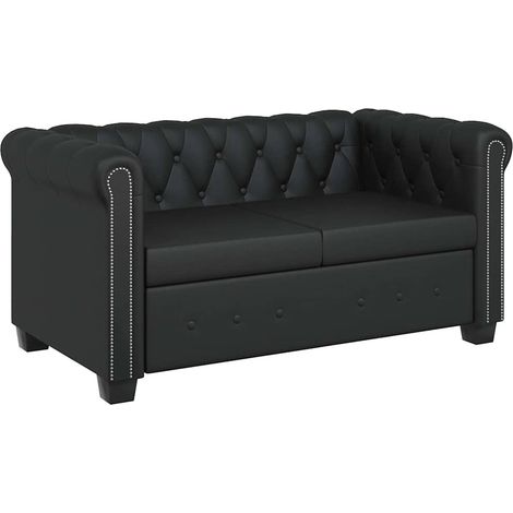 Canapé Sofa Chesterfield à 2 places cuir synthétique noir