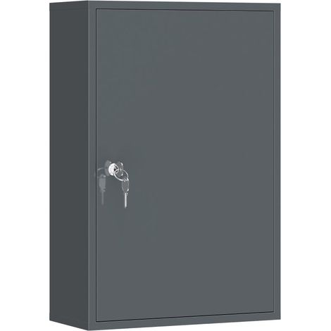 Armadietto medicinali da parete grigio per bagno, 3 ripiani, completo di 2 chiavi, dimensioni 40 × 18 × 60 cm