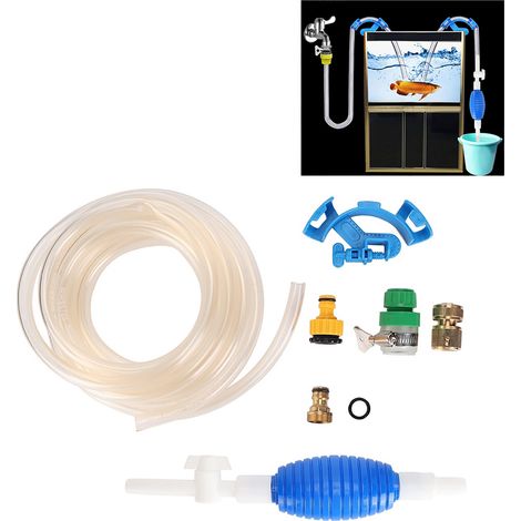 Kit de nettoyage de gravier pour aquarium avec pompe et tuyau d'arrosage de 5 m (1/5)