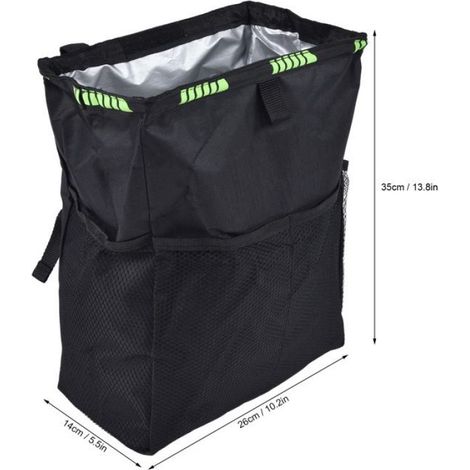 Sac de Rangement pour Voiture - Tissu Impermeable - 26 x 14 x 35 cm - Noir - 1 Unite (1/5)