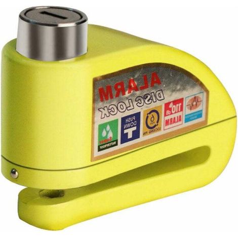 Antivol, adapté à tous types de deux-roues, avec alarme 110dB, bloque disque avec fil, jaune (1/4)