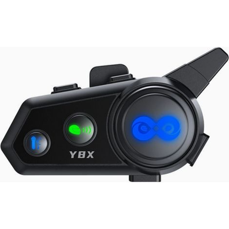 Intercom pour casque Y6X avec batterie 1000 mAh, 22 h d'autonomie en musique et 16 h en conversation, chat de groupe jusqu'à 4 motards (portée : 1000 m), haut-parleurs HD 40 mm, partage de musique et 