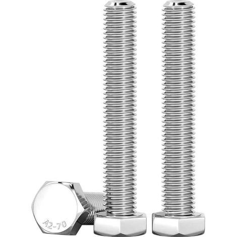 M10 x 100 mm Sechskantschrauben, Edelstahl A2 V2A, DIN 933, Edelstahl M10, für Automobil- und Maschinenbau, Silber, 10 Stück (1/5)