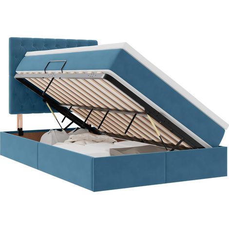 Maison Exclusive - Aufbewahrungsbett mit Matratze Dunkelblau 120