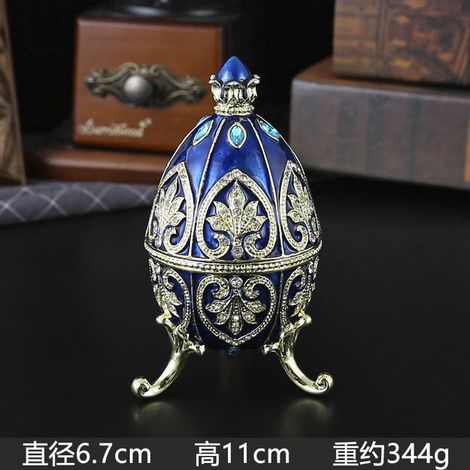 (Bleu) Décoration intérieure, objet artisanal en métal émaillé incrusté de diamants, cadeau (1/4)