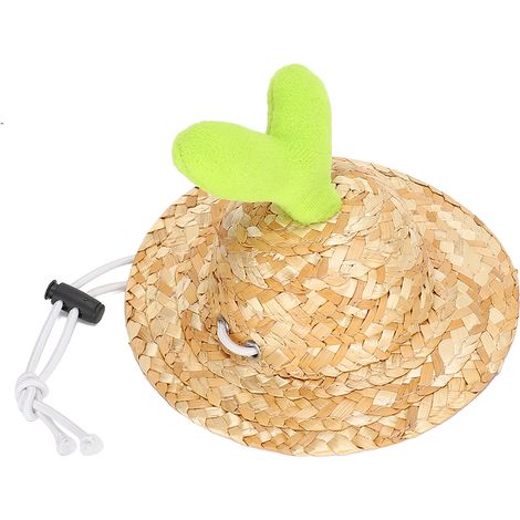Chapeau De Paille Pour Chien - Matériau Naturel Respirant - Accessoire D'été Avec Cordon Élastique - Pour Animaux De Petite Et Moyenne Taille - Lot De 1 (1/5)