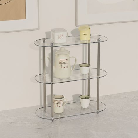 Étagère décorative de table simple à 3 niveaux détachables, transparente, idéale pour la chambre ou la salle de bain. (1/5)