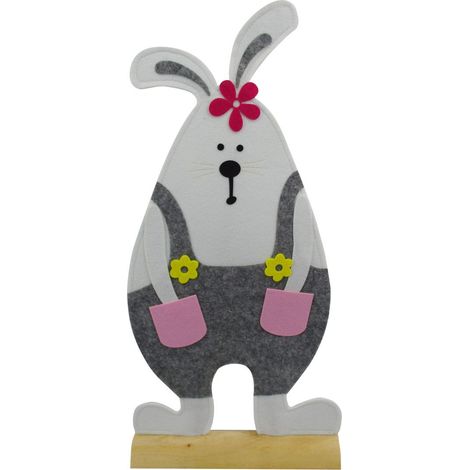 TrendLine Deko Osterhase Filz 83 cm weiß grau Osterdeko Hasendeko Dekohase
