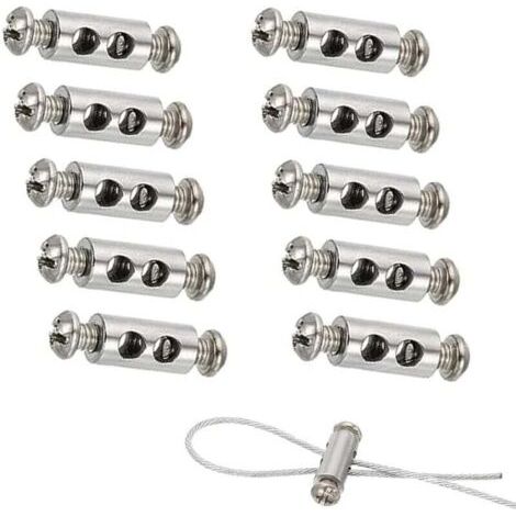 Lot de 10 colliers de serrage avec capuchon à vis, colliers de serrage pour câbles et fils de diamètre 1 à 3 mm, pinces double face pour câbles et fils en acier