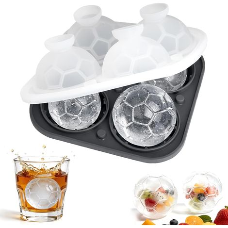 Moule à Glaçons Rond, Grand Bac a Glacon, Bac a Glacon Silicone, Sans BPA, Moule à Glaçons Boule Moule à Glaçon Rond avec Entonnoir pour Cocktails Whisky Vin Fruits Purées de Fruits Glaces (1/5)